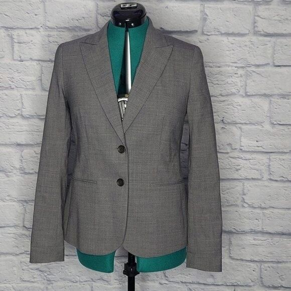 *THEORY Nichelle Broadway Womens Grey button front wool career office blazer 4 - Picture 1 of 8